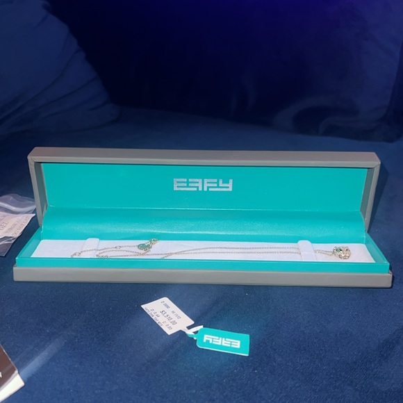 EFFY Diamond Panther Green Tsavorite 14K Yellow Gold Mini Rolo Necklace - Picture 11 of 12